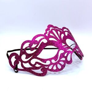 Carnival Masquerade Mardi Gras Party Costume Festival Metallic Fuchsia Pink Mask
